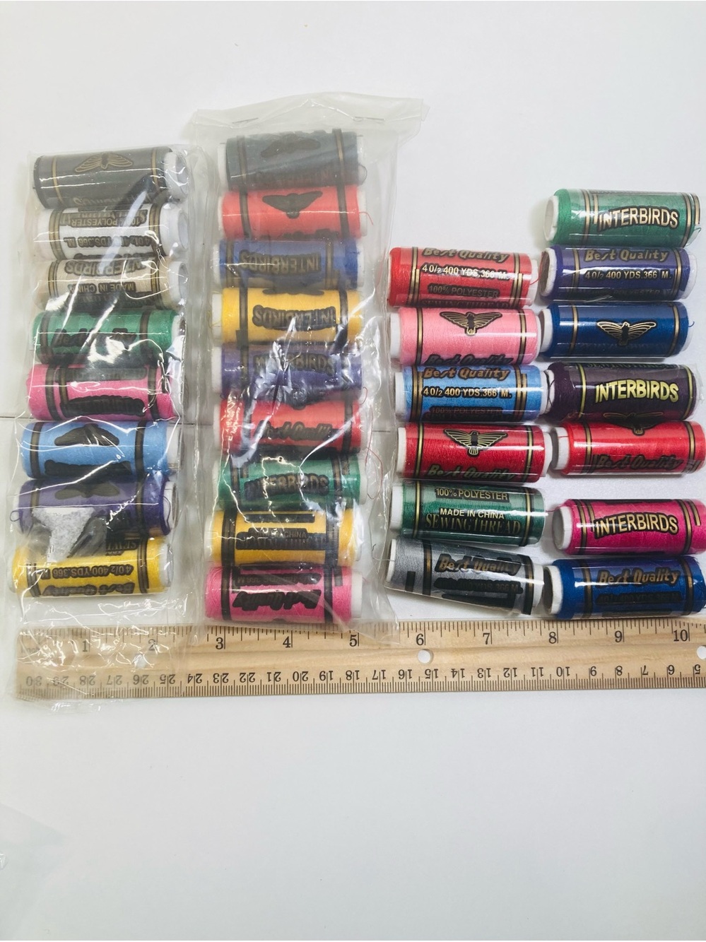 30x 100% Polyester Sewing Thread Spools - Multicolor Pack 400 yds each